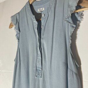 Splendid Light Blue Sleeveless Raw Hem Shift Dress Womens Size Small